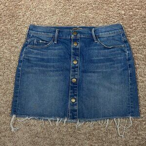 MOTHER The Snap Down Mini Denim Skirt, Size 28